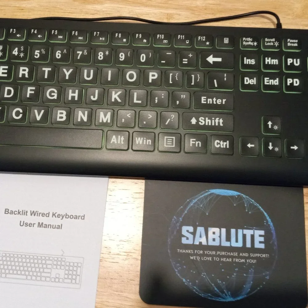 SABLUTE BACKLIT WIRELESS KEY BOARD - LARGE PRINT - MULTICOLORED